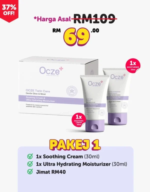 Pakej 1 (1 Soothing + 1 Moisturizer)